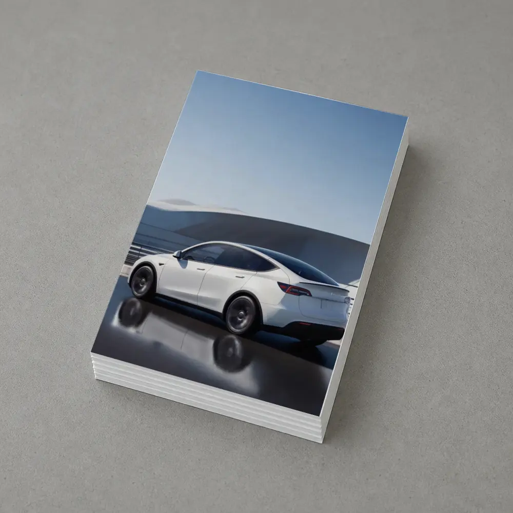 Tesla Model Y White on Modern Bridge – Postcards