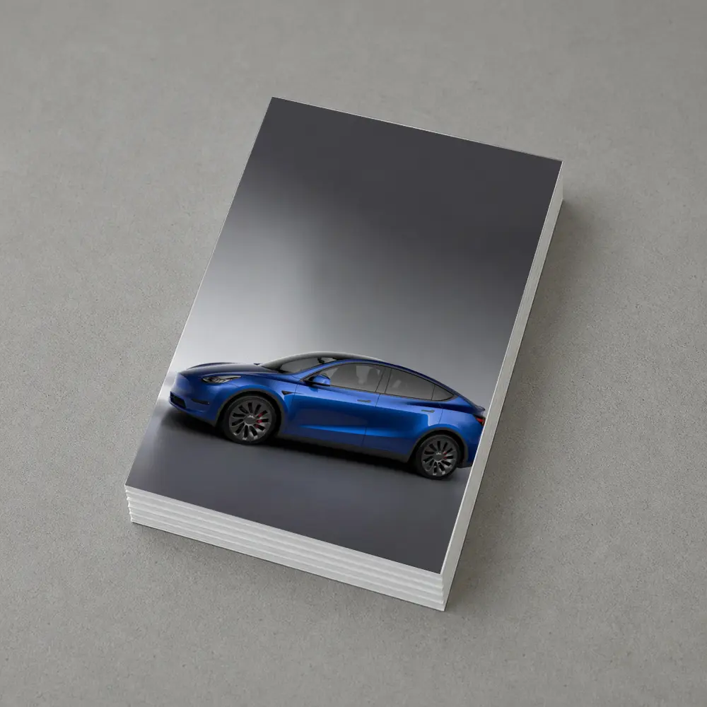 Tesla Model Y Blue on Gray Background – Postcards