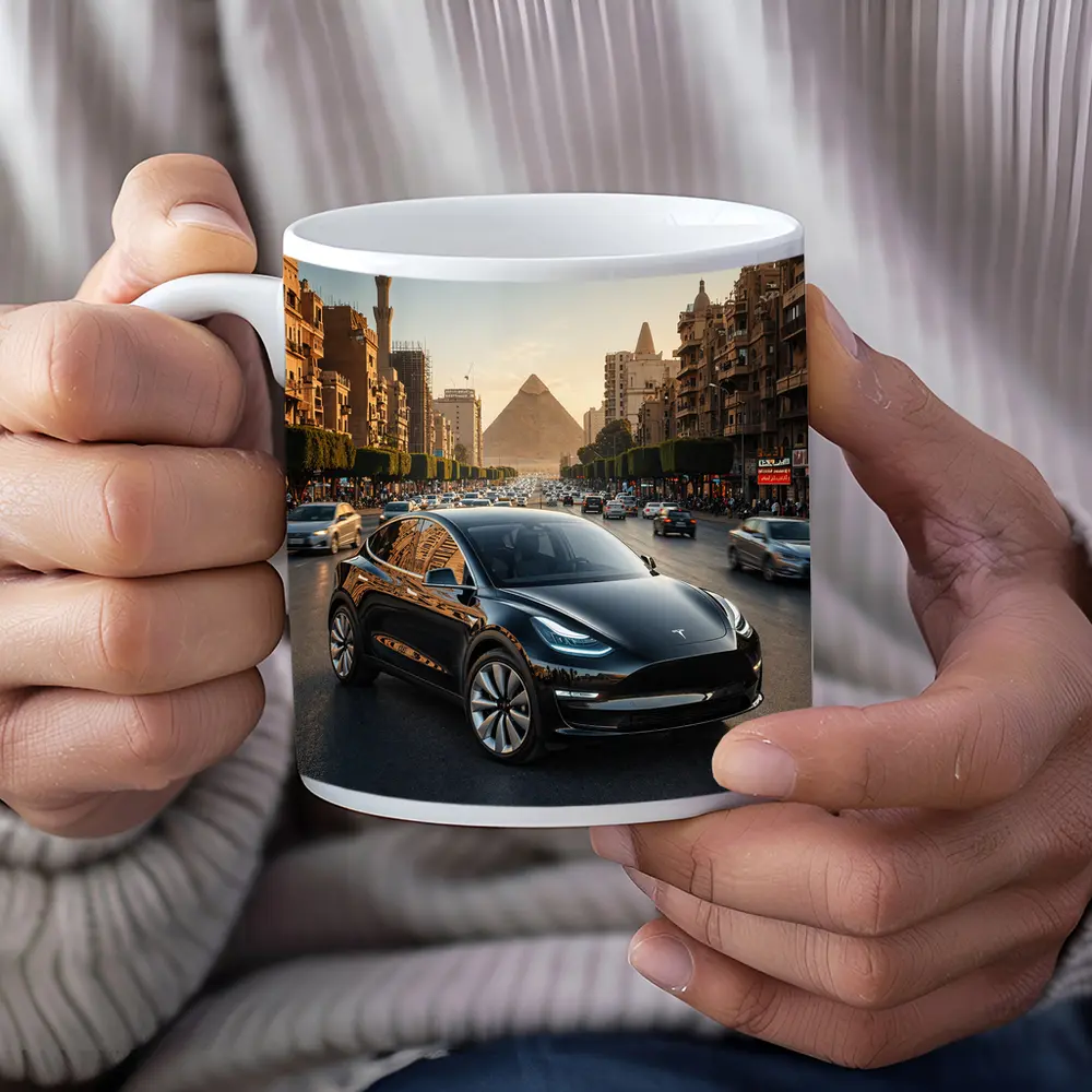 Tesla Model Y Driving Cairo Egypt Streets – Mugs