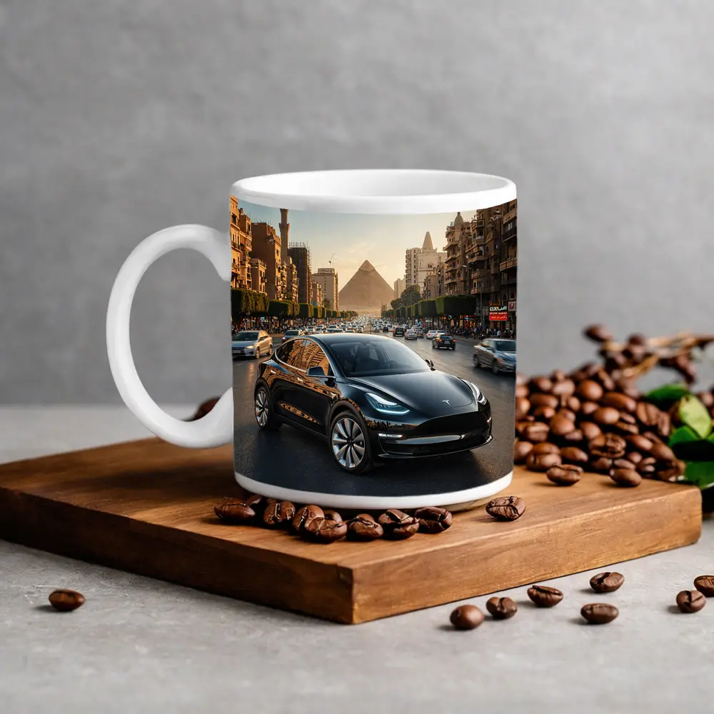 Tesla Model Y Driving Cairo Egypt Streets – Mugs