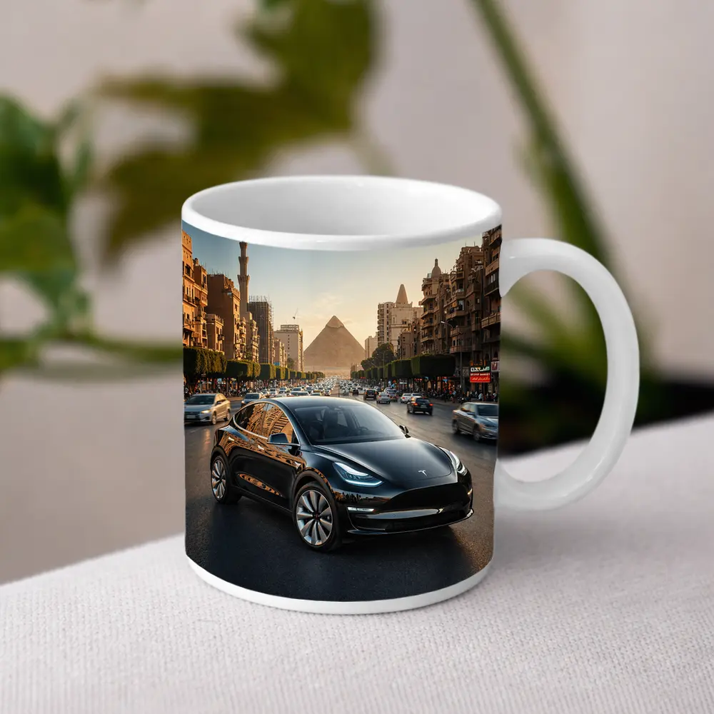Tesla Model Y Driving Cairo Egypt Streets – Mugs