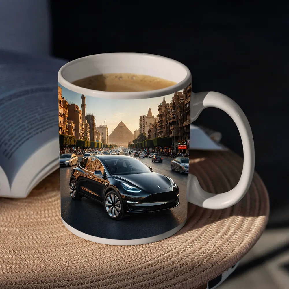 Tesla Model Y Driving Cairo Egypt Streets – Mugs