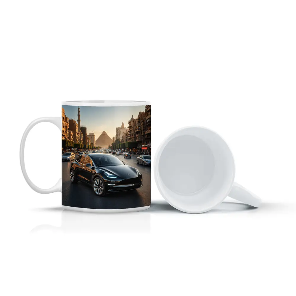 Tesla Model Y Driving Cairo Egypt Streets – Mugs