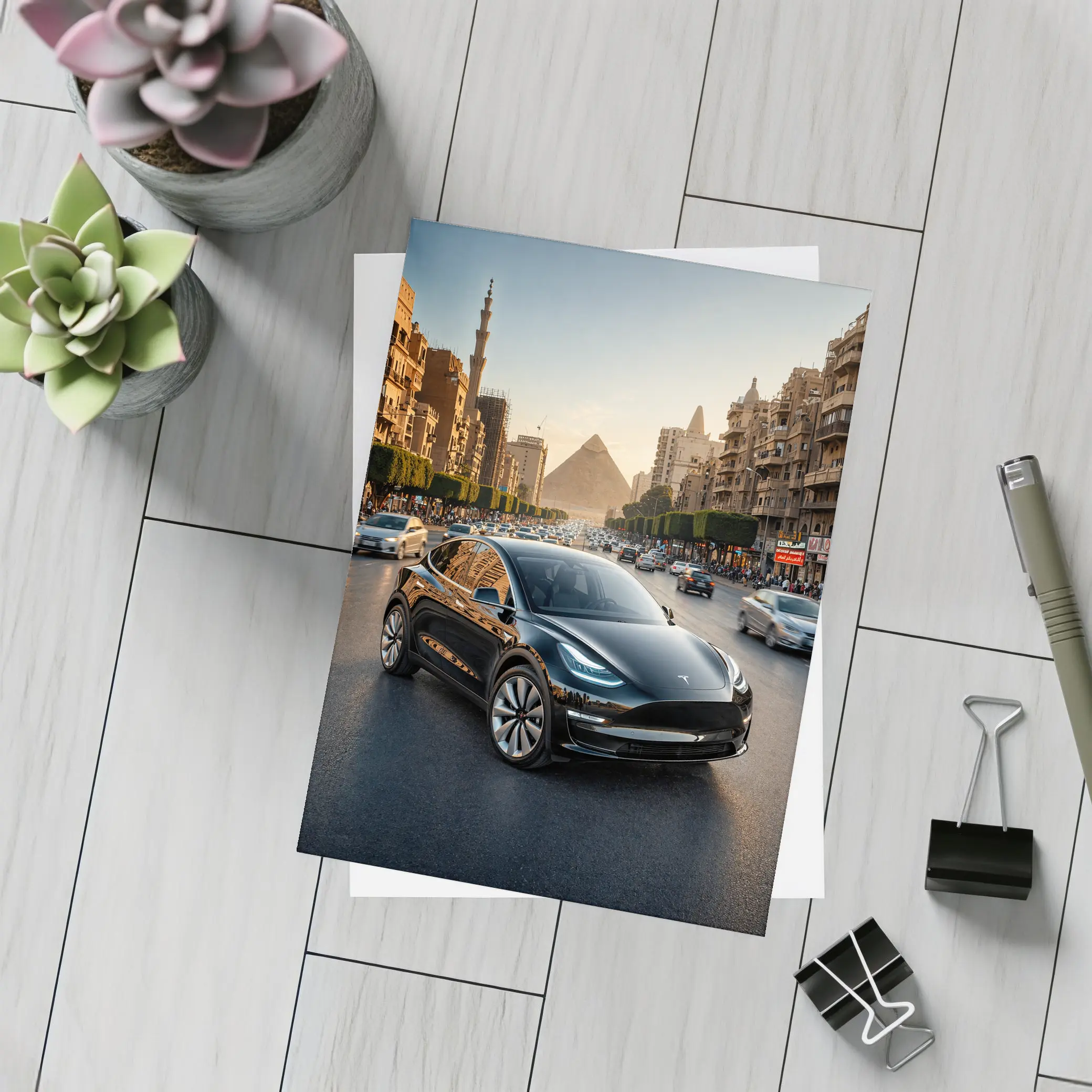 Tesla Model Y Driving Cairo Egypt Streets – Postcards