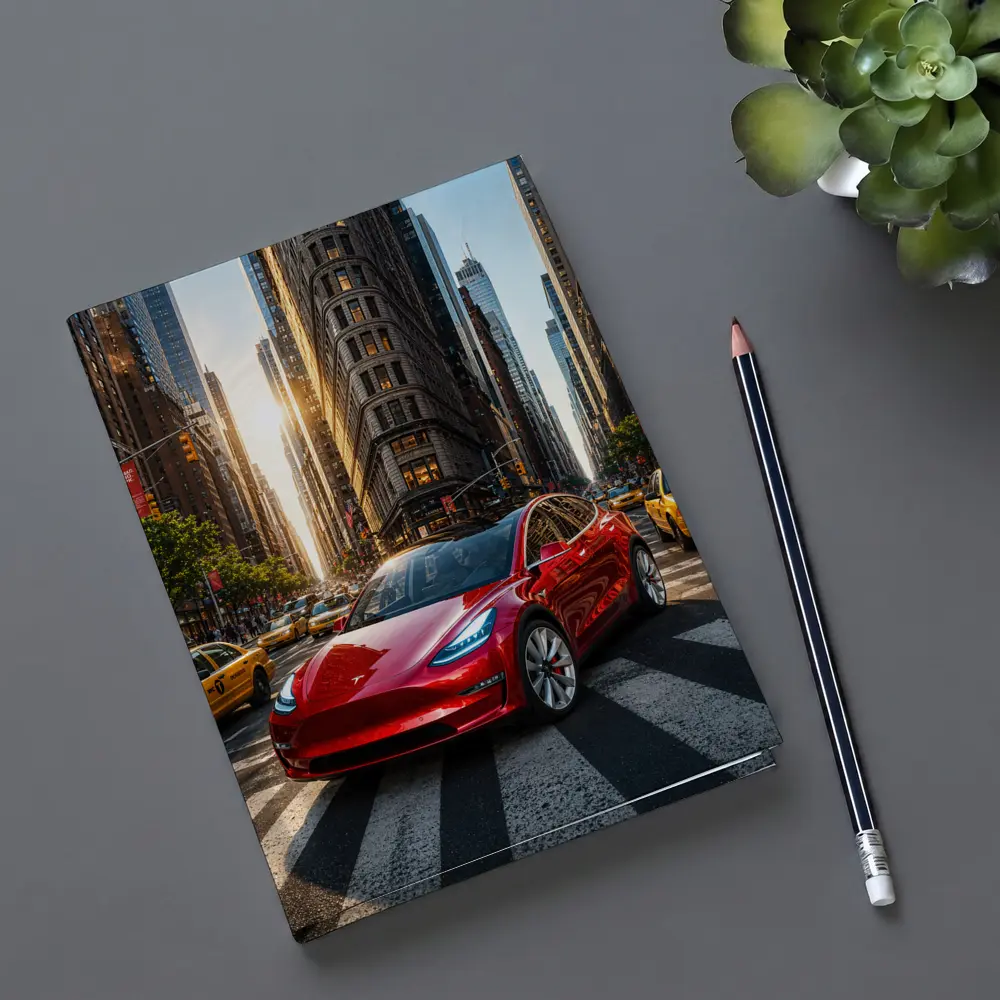 Tesla Model Three Red New York City – Notebooks