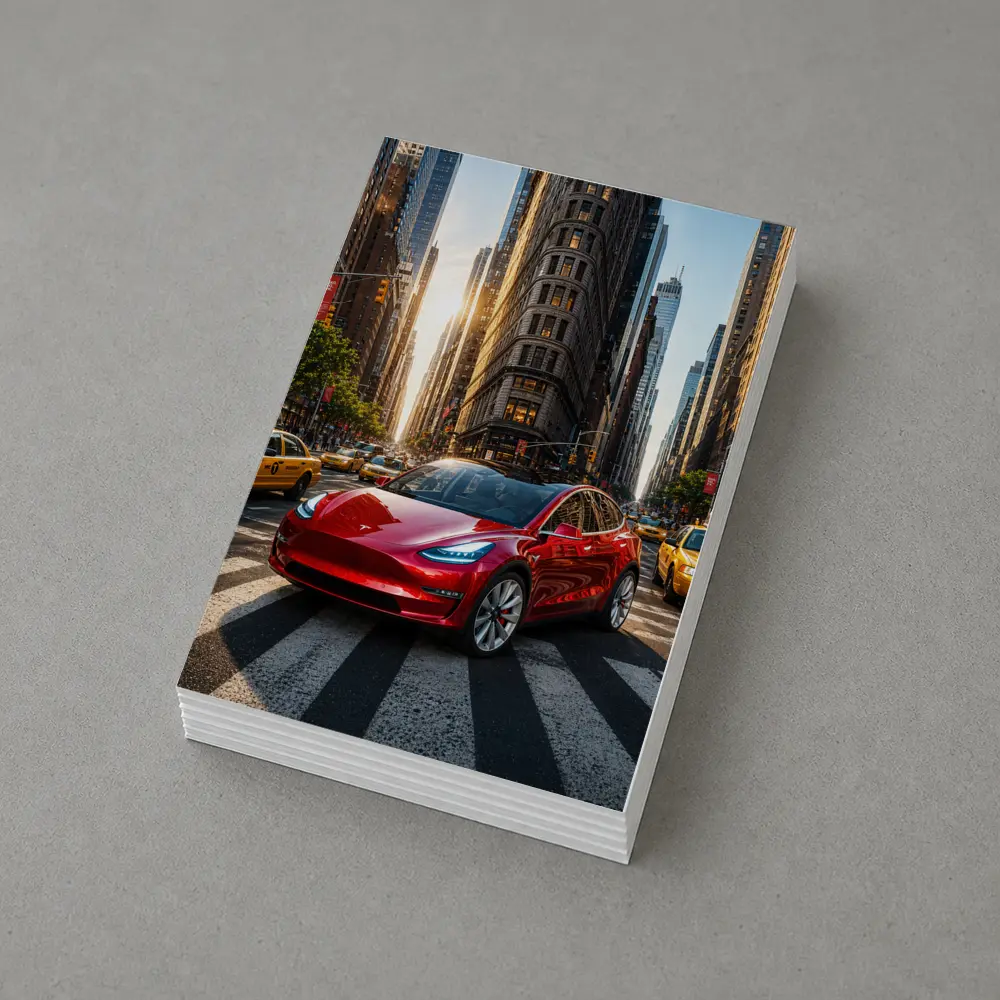 Tesla Model Three Red New York City – Postcards