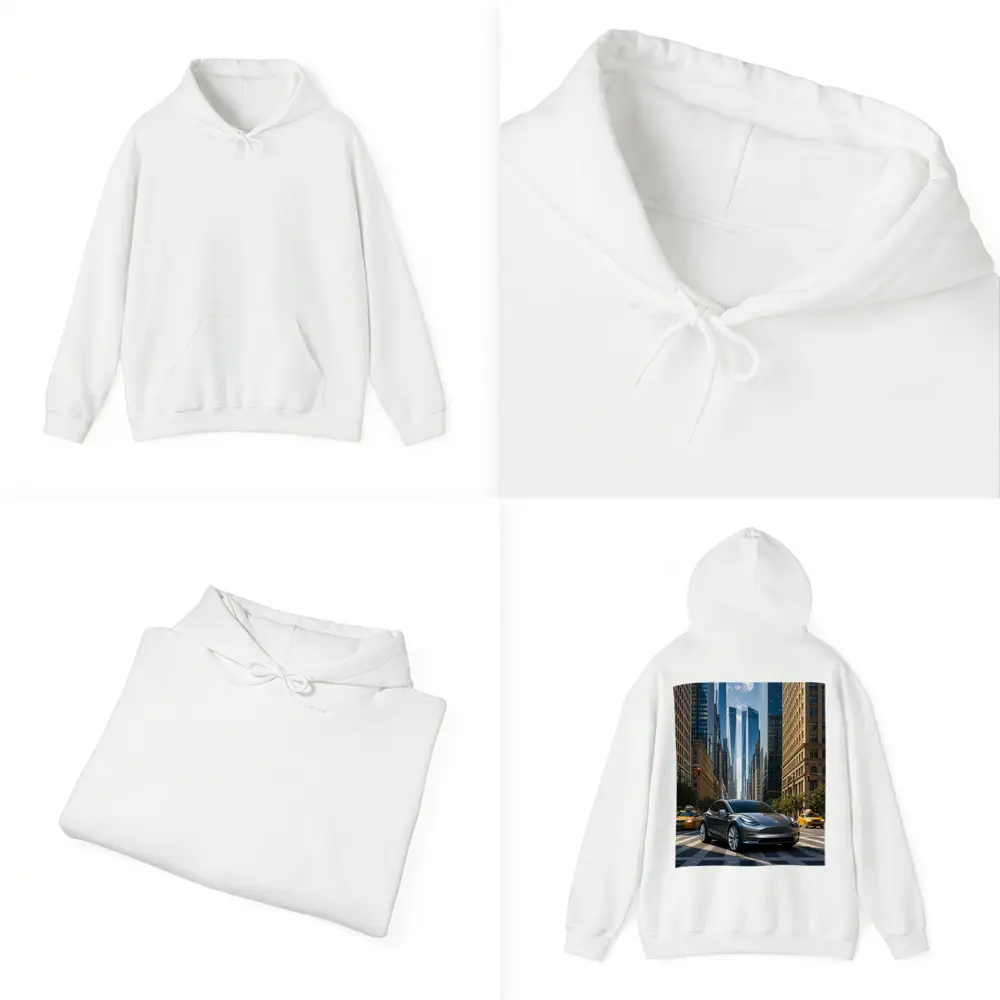 Tesla Model Y Silver New York City Street – Hoodies