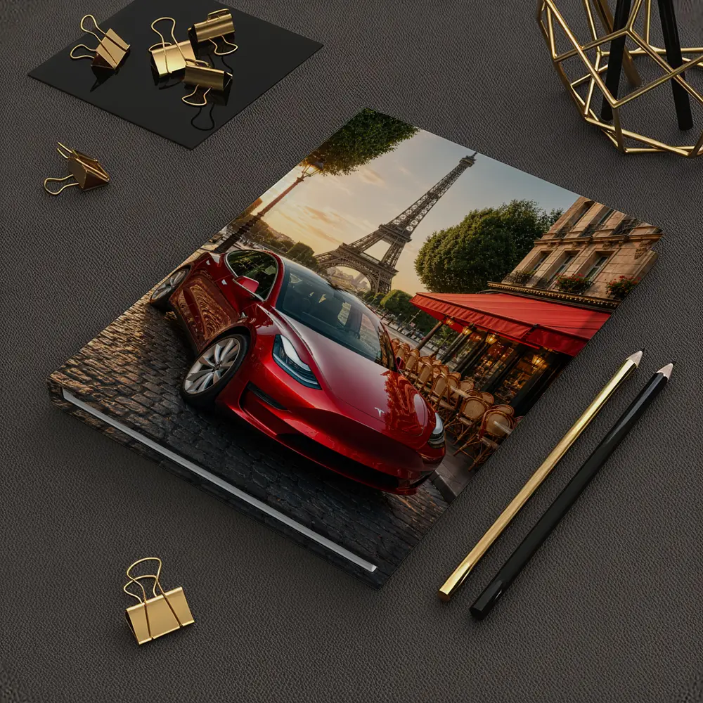 Tesla Model 3 Red Paris Eiffel Tower – Notebooks