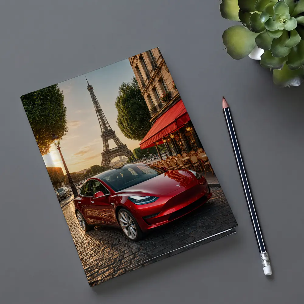 Tesla Model 3 Red Paris Eiffel Tower – Notebooks