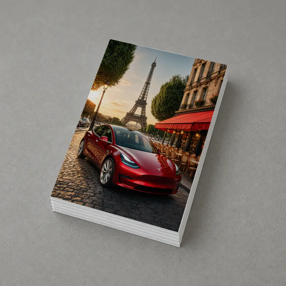 Tesla Model 3 Red Paris Eiffel Tower – Postcards