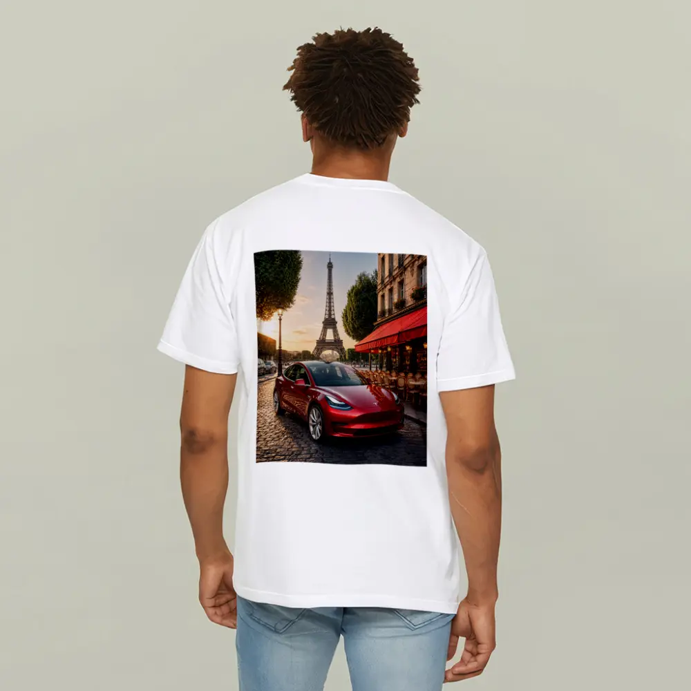 Tesla Model 3 Red Paris Eiffel Tower – T-Shirts