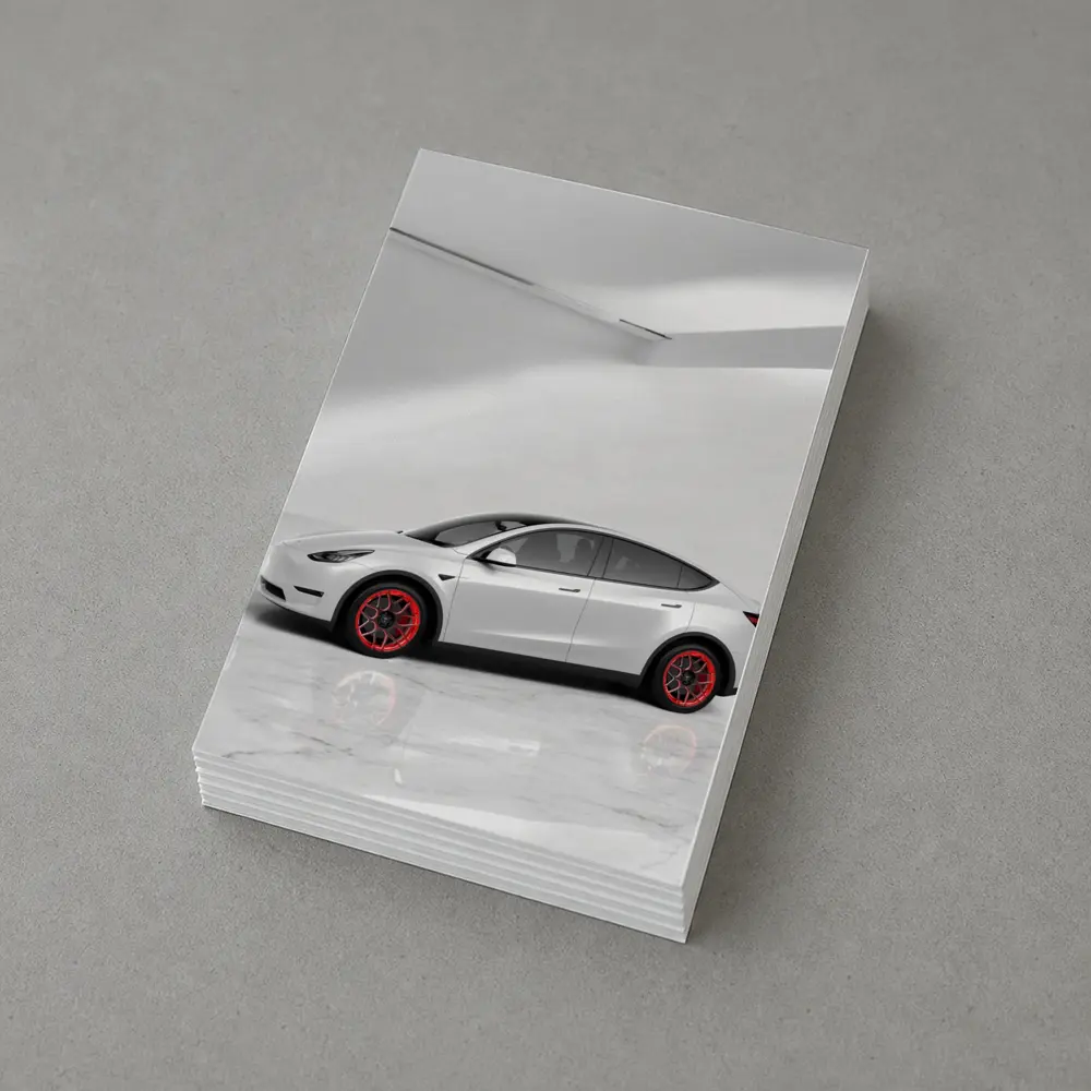 Tesla Model Y White Studio Red Wheels – Postcards