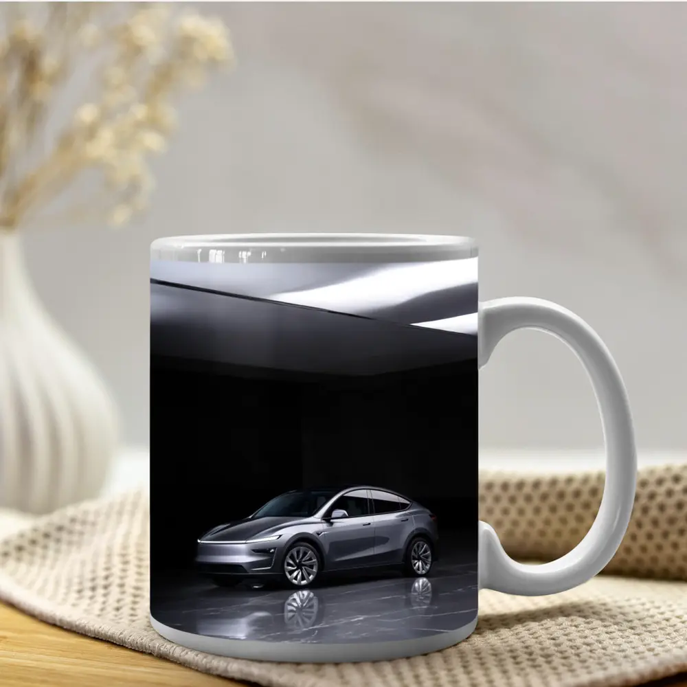 Tesla Model Y Silver Studio Dark Room – Mugs