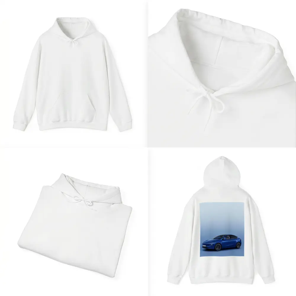 Tesla Model Y Blue Studio Background – Hoodies