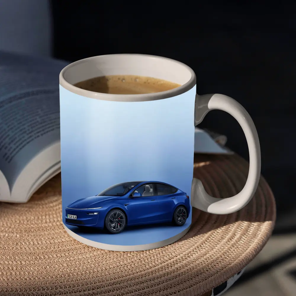 Tesla Model Y Blue Studio Background – Mugs