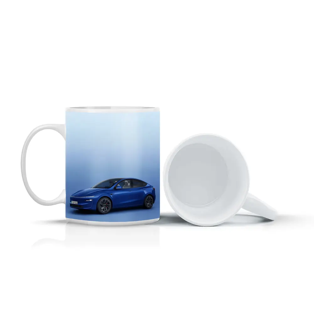 Tesla Model Y Blue Studio Background – Mugs