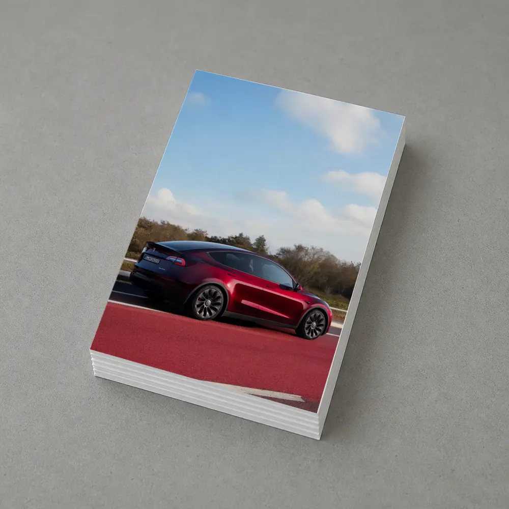 Tesla Model Y Red Street Blue Sky – Postcards