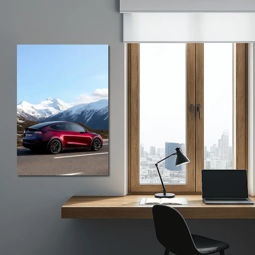 Tesla Model Y Red Mountain Road Drive – Wall Art