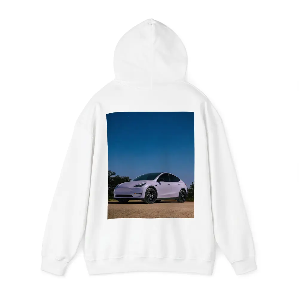 Tesla Model Y Under Deep Blue Night Sky – Hoodies