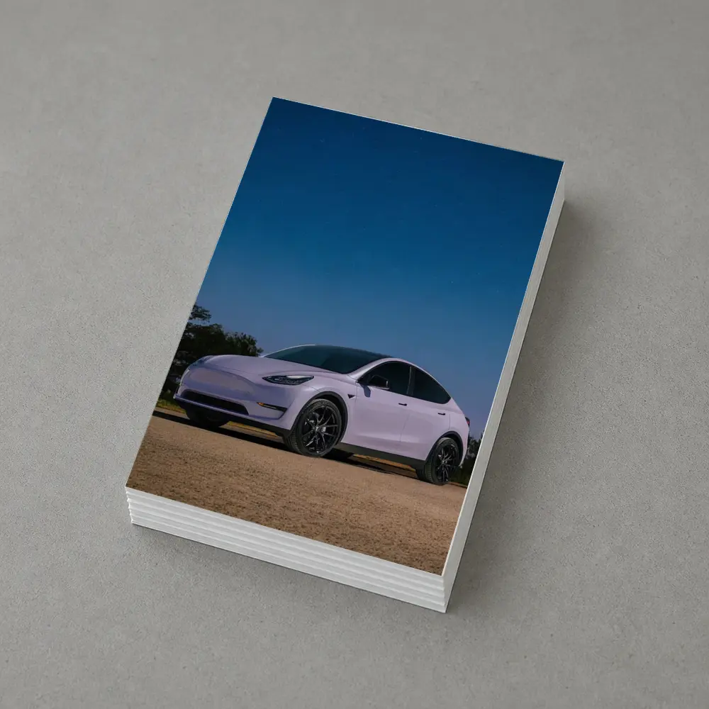Tesla Model Y Under Deep Blue Night Sky – Postcards