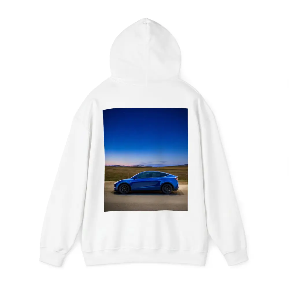 Tesla Model Y Blue Under Starry Night Sky – Hoodies