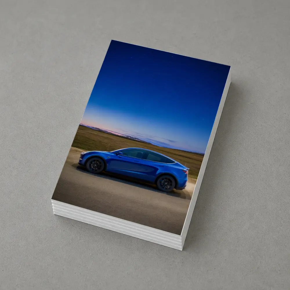 Tesla Model Y Blue Under Starry Night Sky – Postcards
