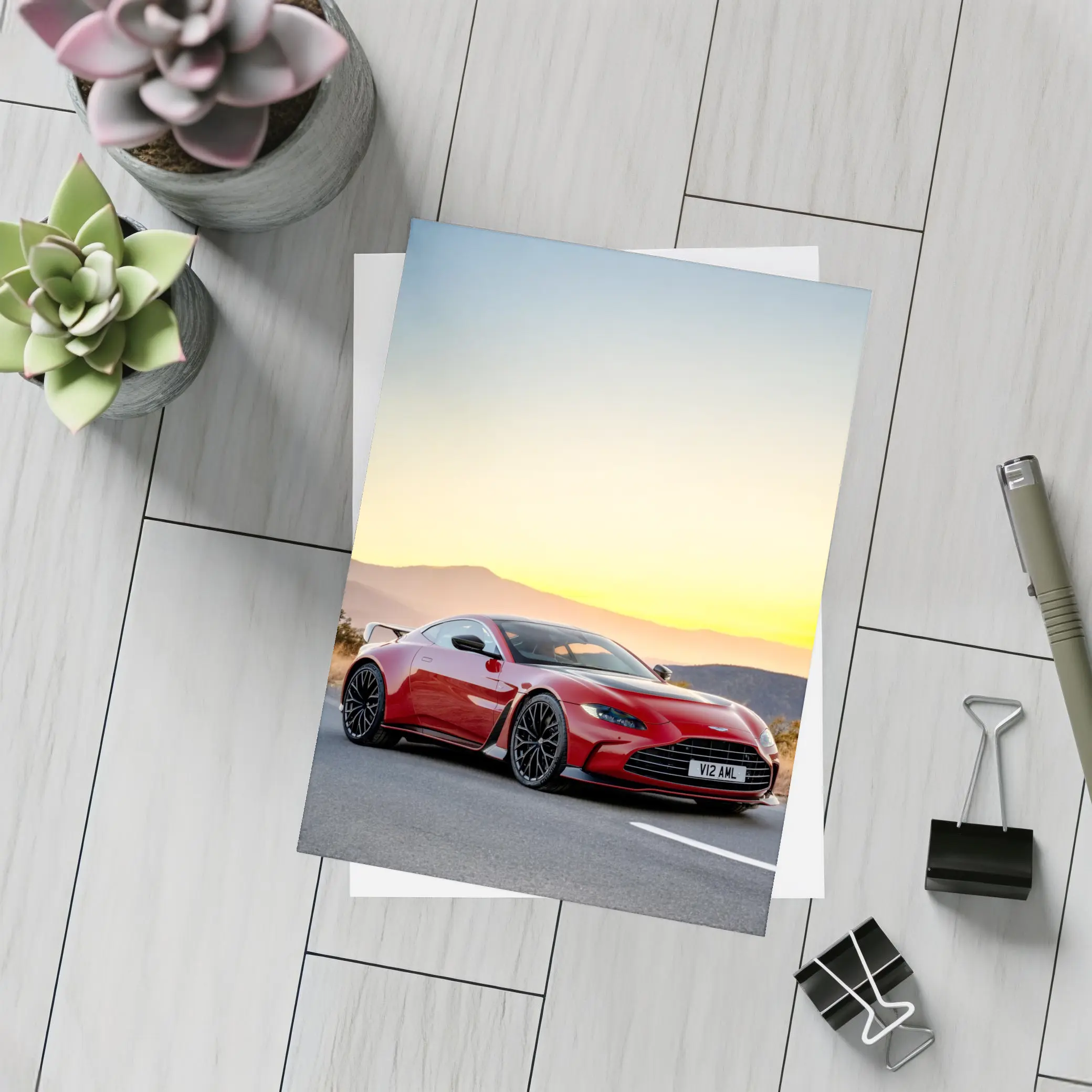 Aston Martin Vantage V12 Sunset Mountain Road – Postcards