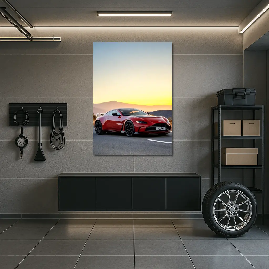 Aston Martin Vantage V12 Sunset Mountain Road – Wall Art