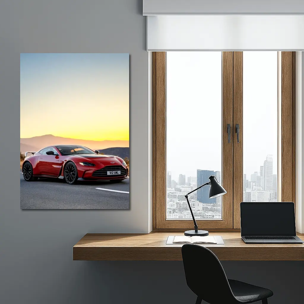 Aston Martin Vantage V12 Sunset Mountain Road – Wall Art