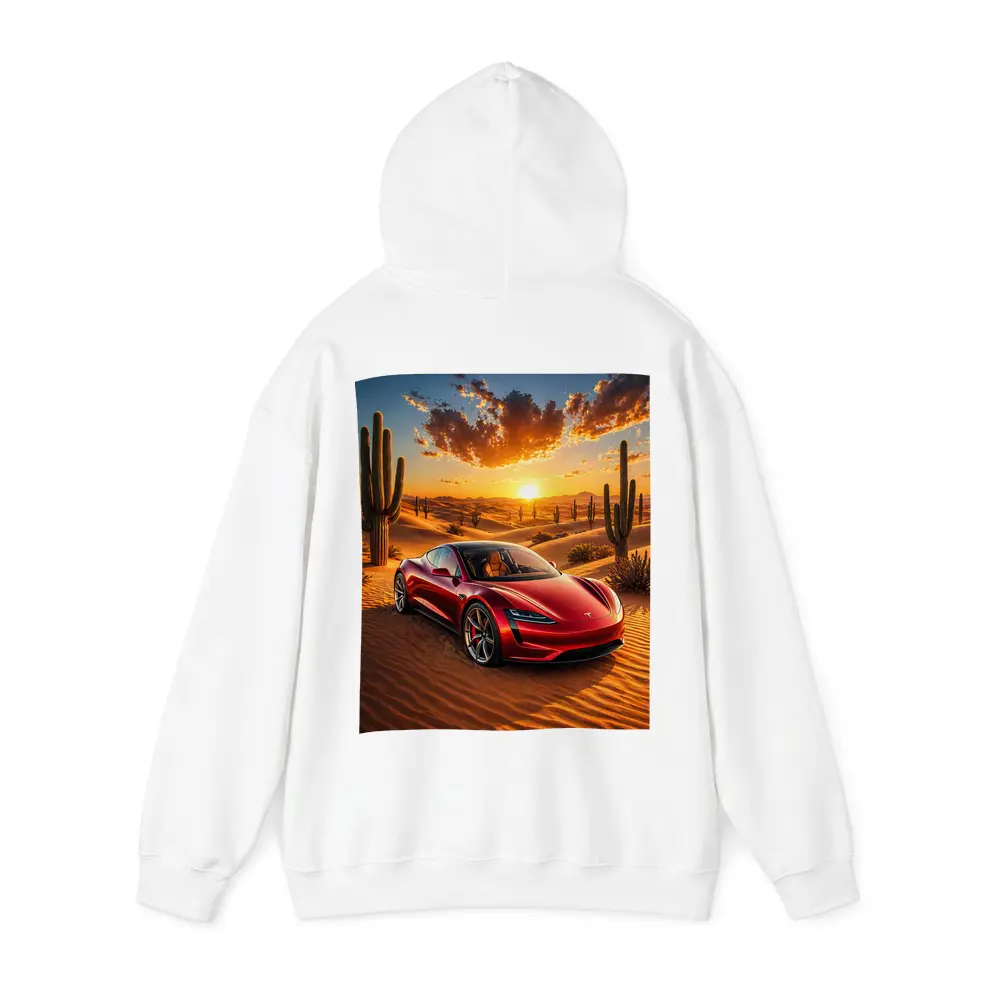 Tesla Roadster Red Car Desert Sunset – Hoodies