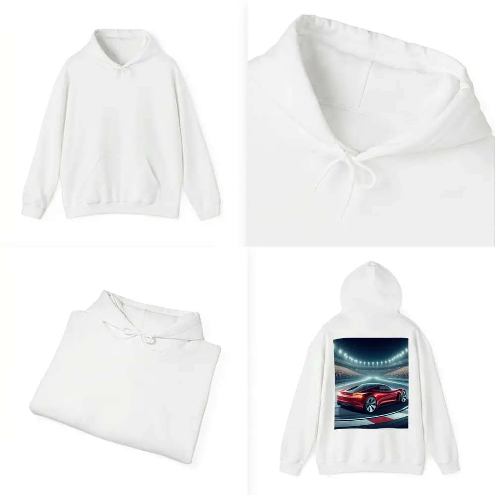 Tesla Roadster Racing On Stadium Track – Hoodies
