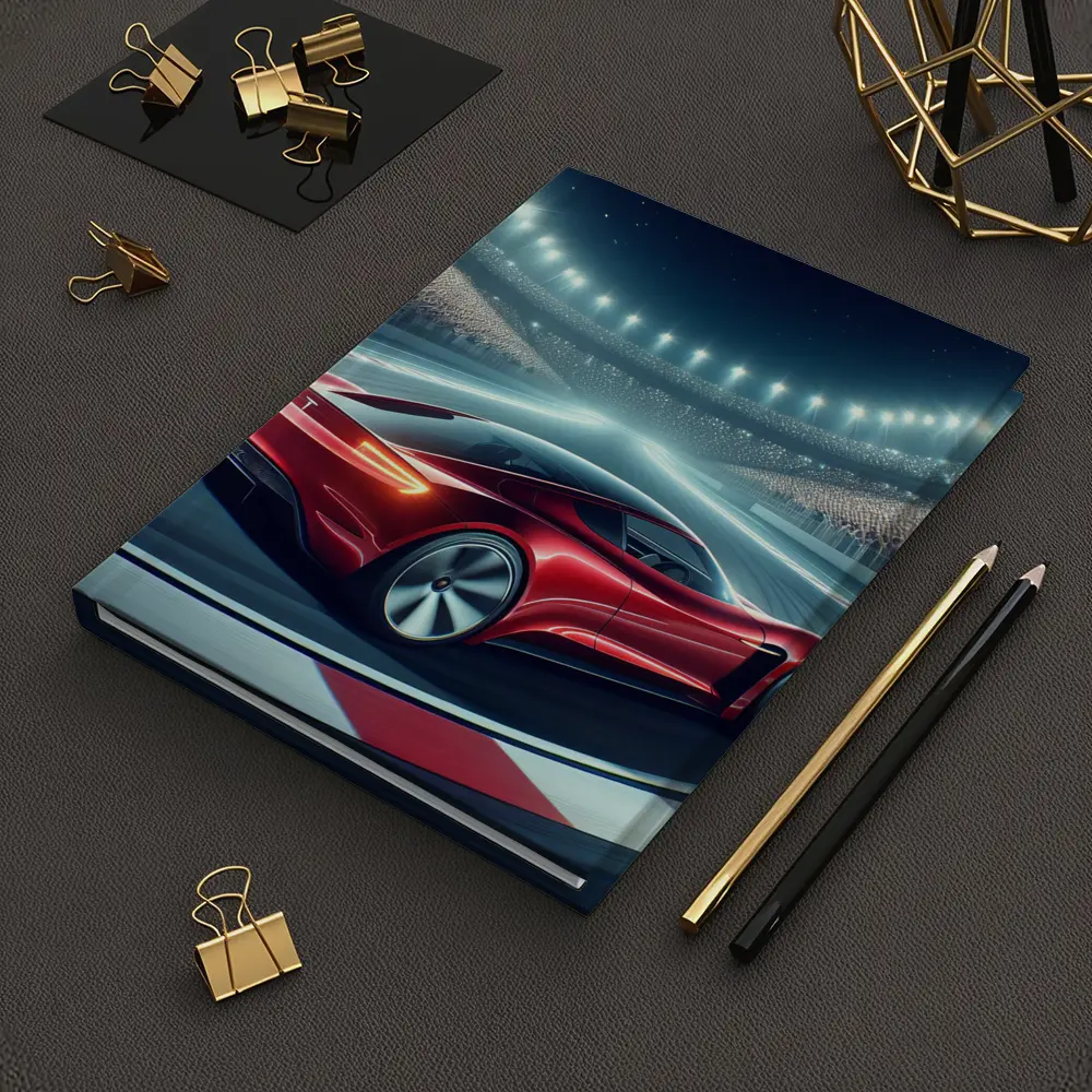 Tesla Roadster Racing On Stadium Track – Notebooks