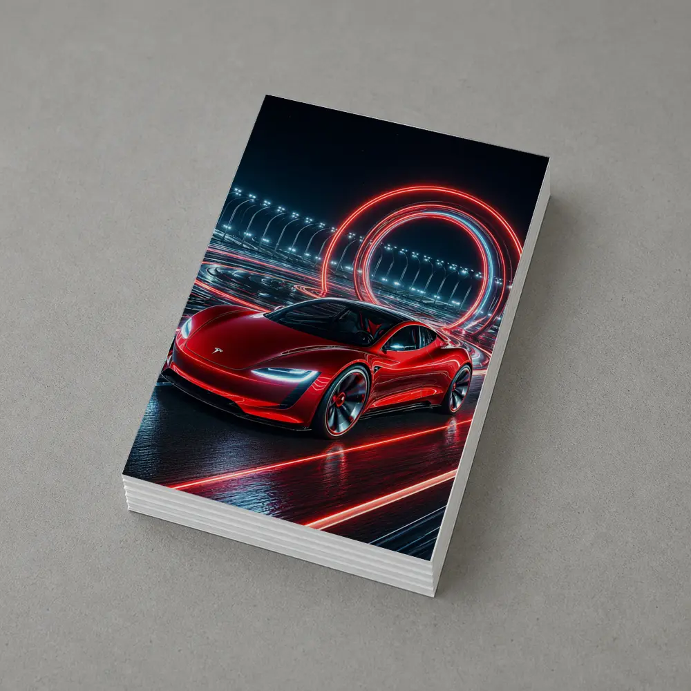 Tesla Roadster Red Neon Racing Track Night – Postcards