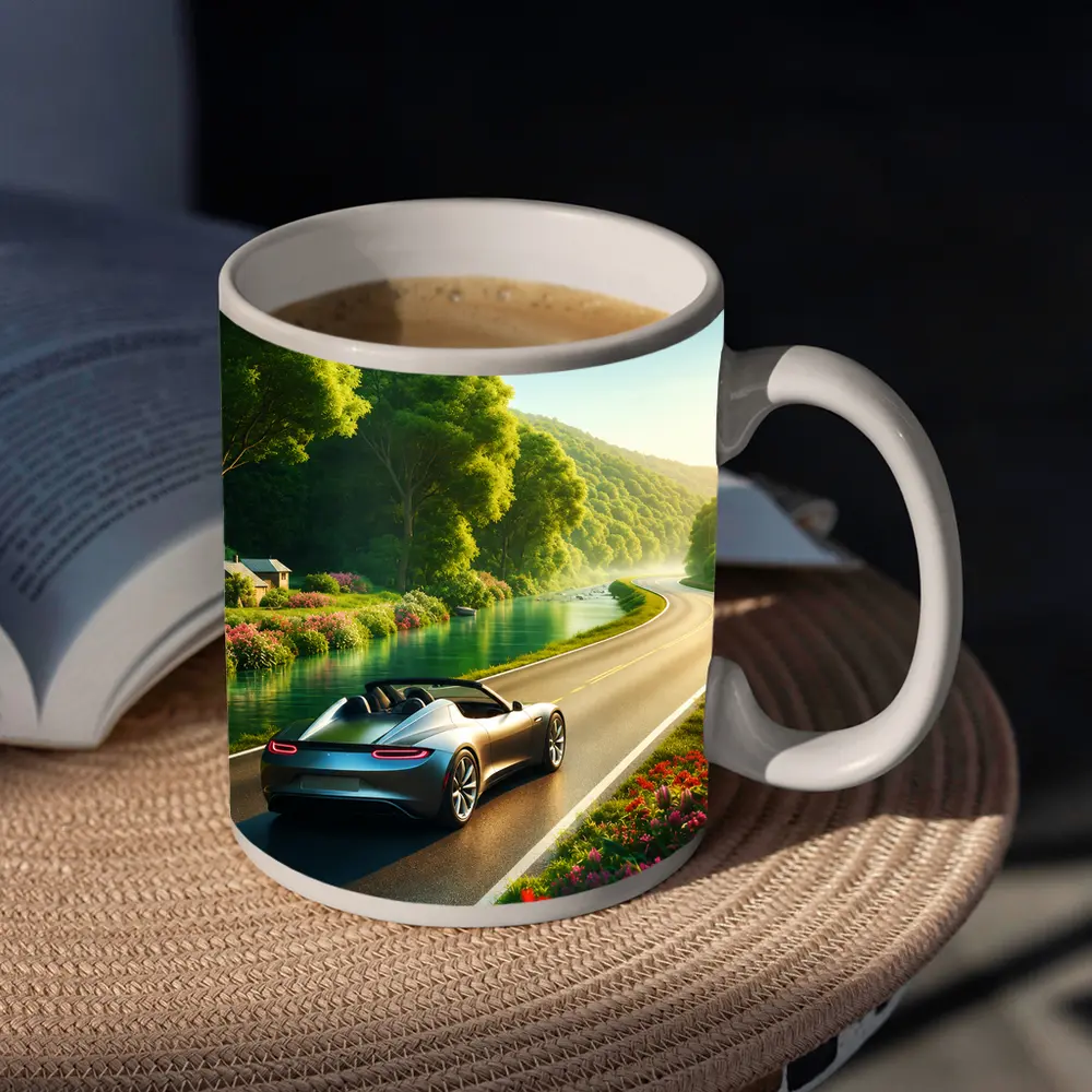 Tesla Roadster Convertible Scenic Country Road Drive – Mugs