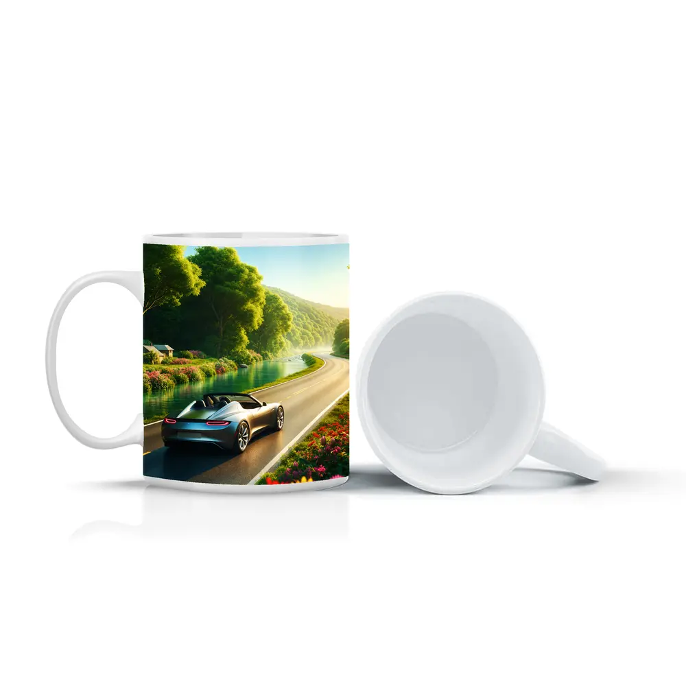 Tesla Roadster Convertible Scenic Country Road Drive – Mugs