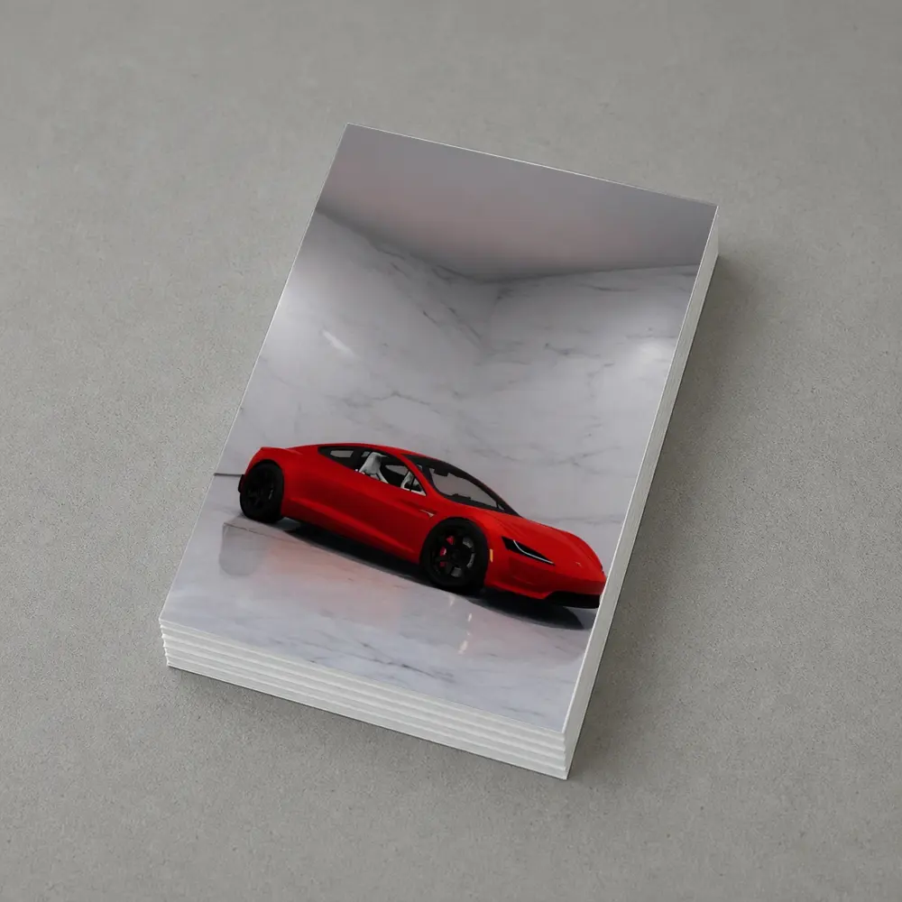 Tesla Roadster Red Car Marble Room – Postcards