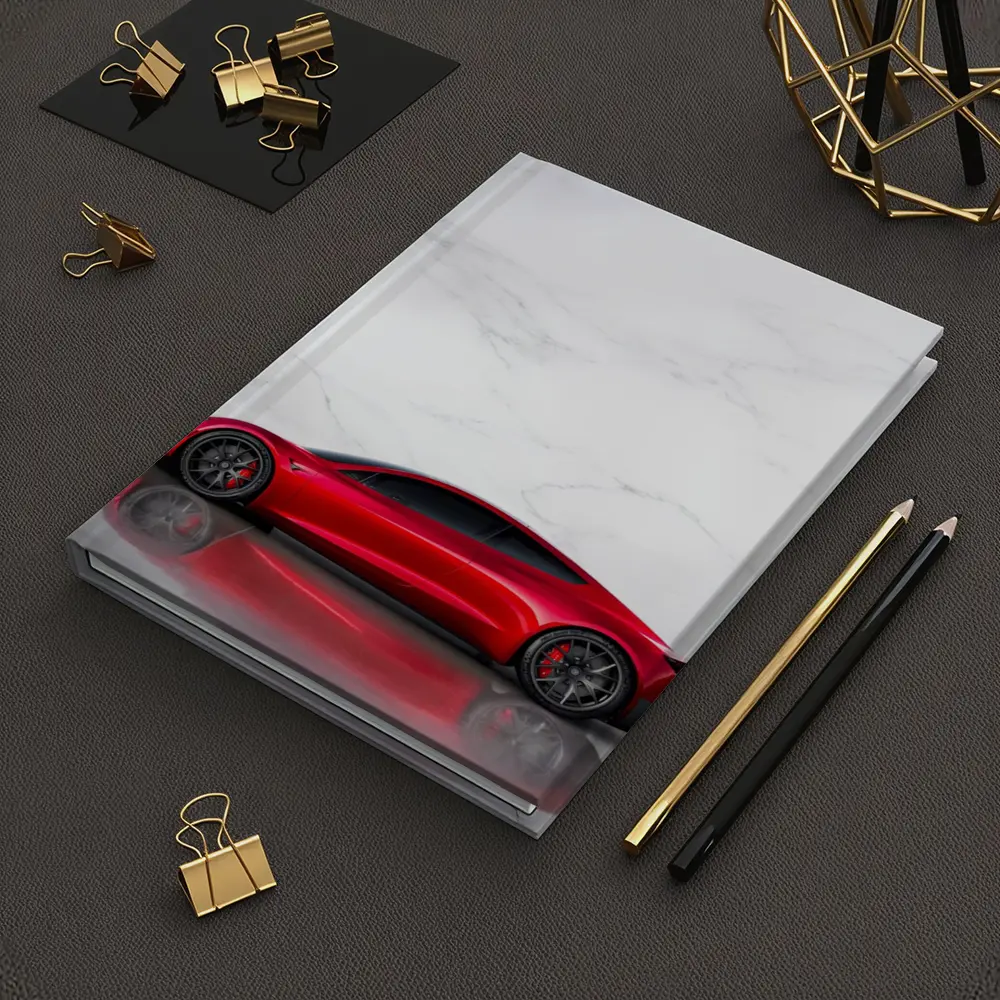 Tesla Roadster Red Car Marble Wall – Notebooks