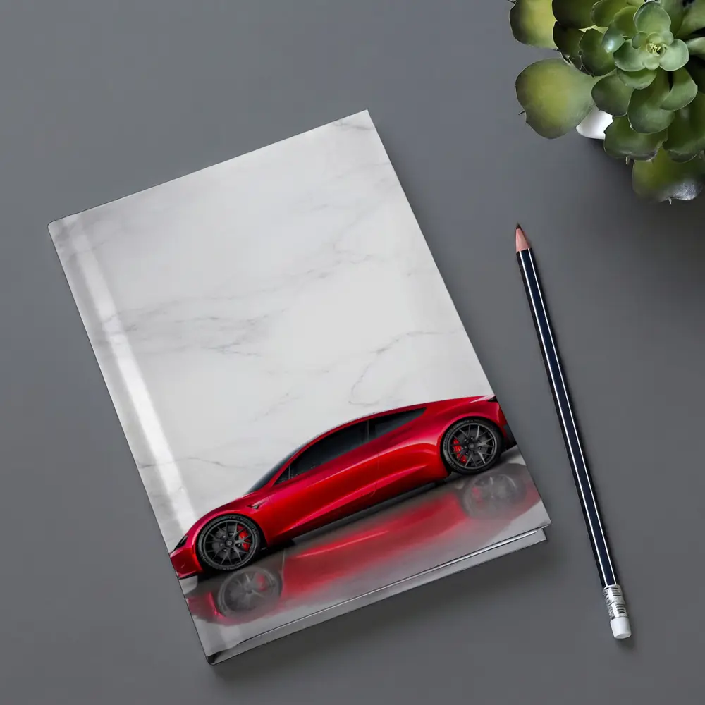 Tesla Roadster Red Car Marble Wall – Notebooks