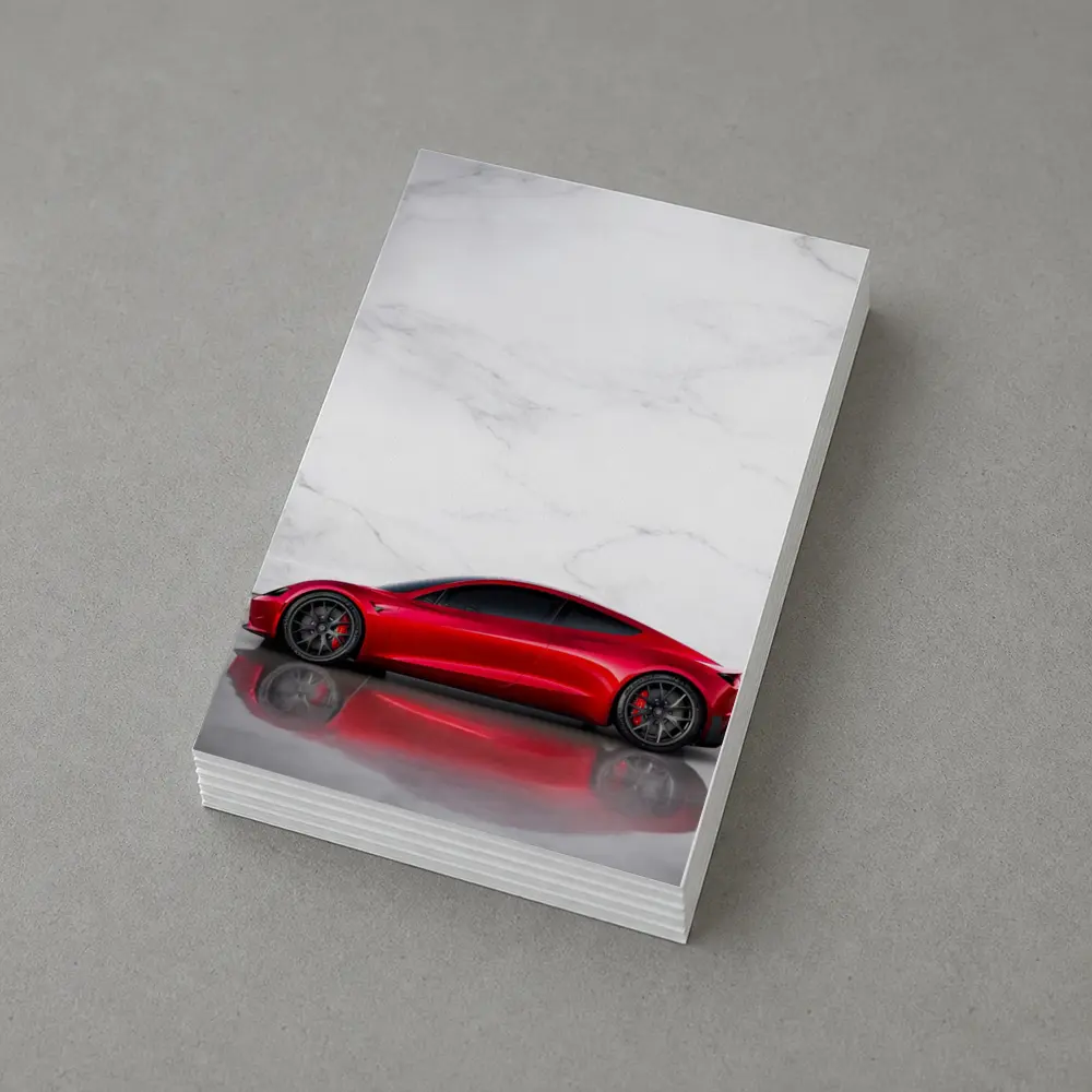 Tesla Roadster Red Car Marble Wall – Postcards