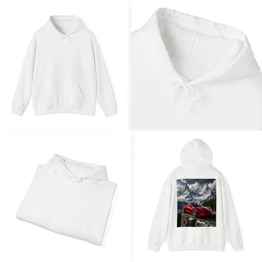 Tesla Roadster Red Car Snowy Mountain – Hoodies