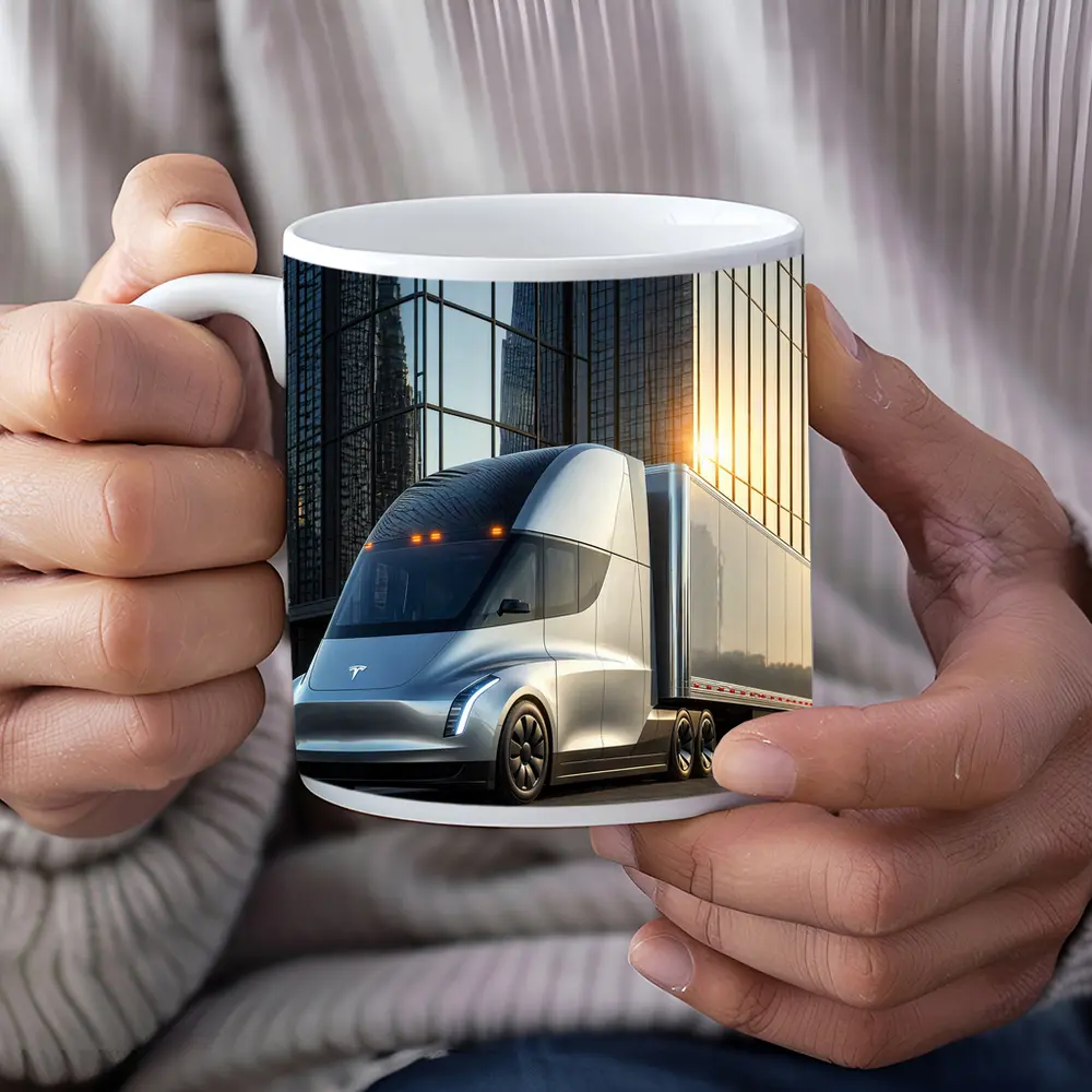Tesla Semi Truck City Glass Buildings – Mugs