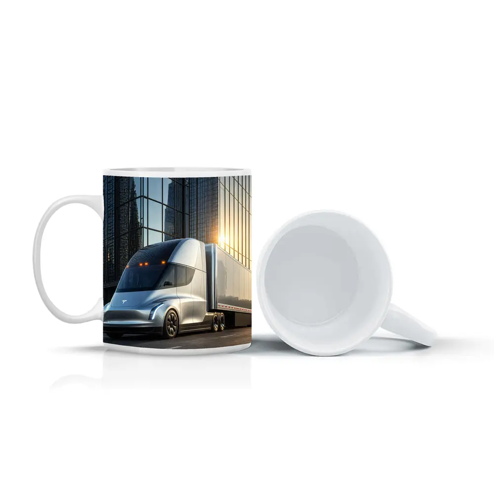 Tesla Semi Truck City Glass Buildings – Mugs