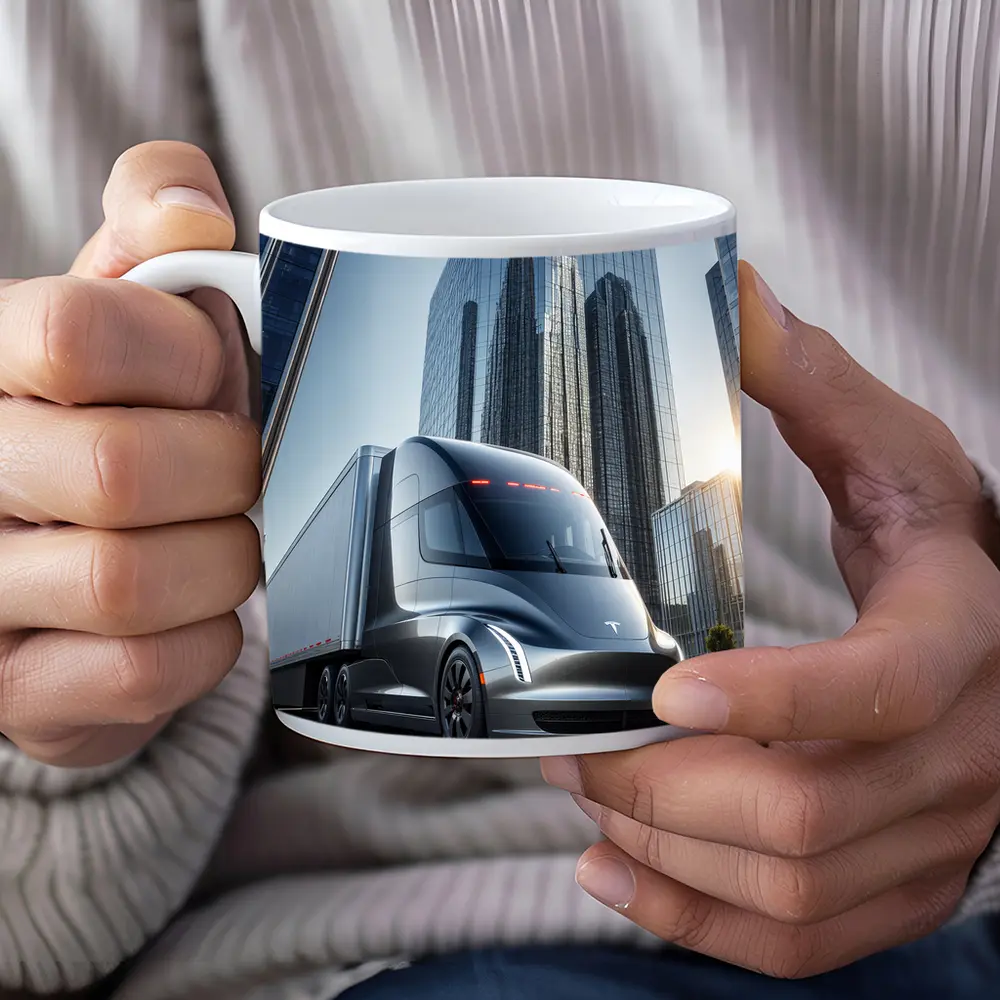 Tesla Semi Electric Truck City Skyline – Mugs