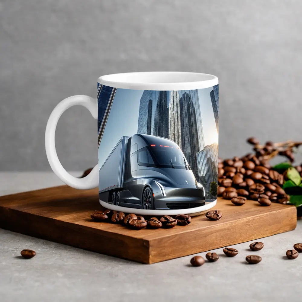 Tesla Semi Electric Truck City Skyline – Mugs