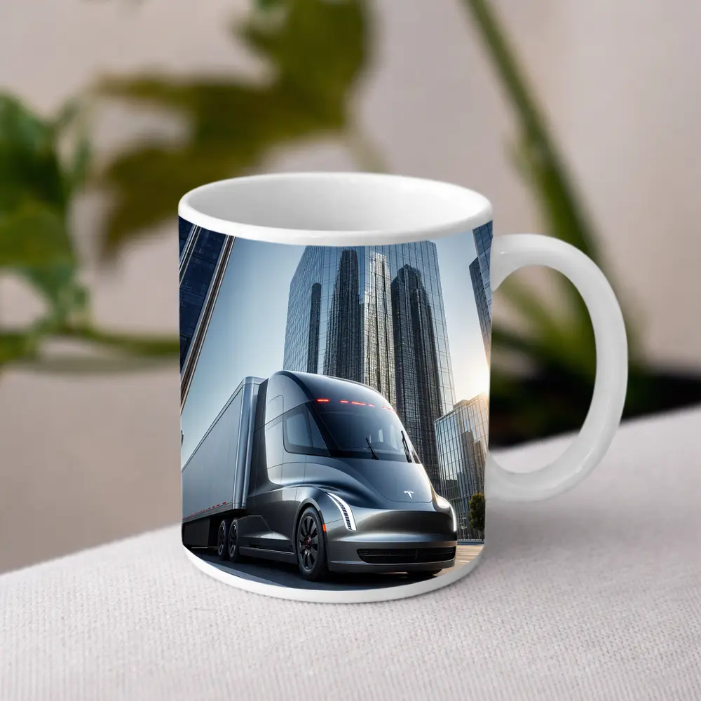 Tesla Semi Electric Truck City Skyline – Mugs
