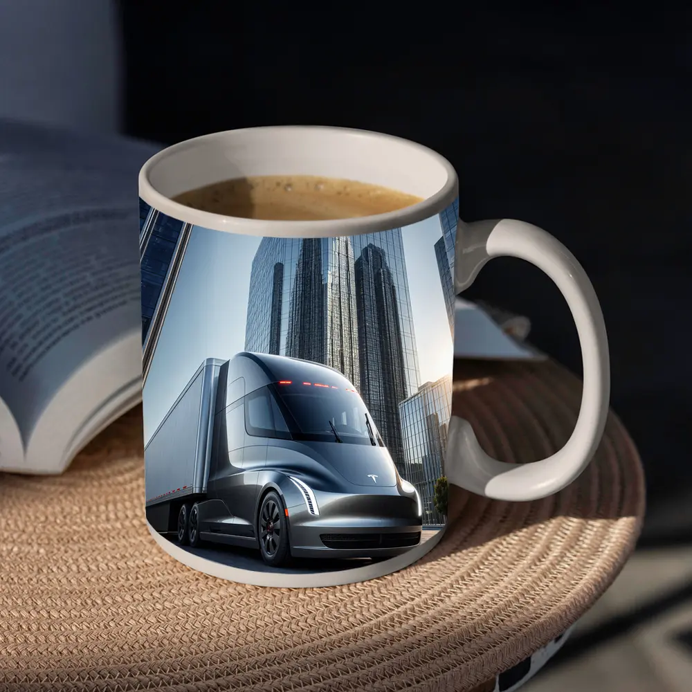 Tesla Semi Electric Truck City Skyline – Mugs