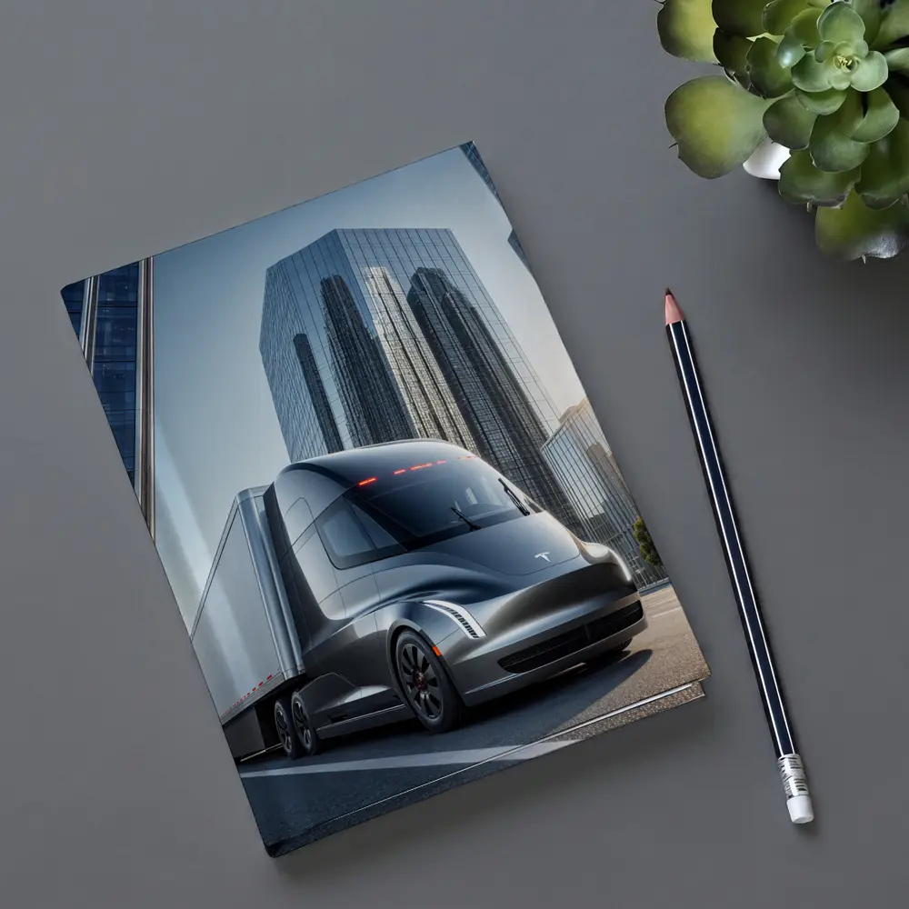 Tesla Semi Electric Truck City Skyline – Notebooks