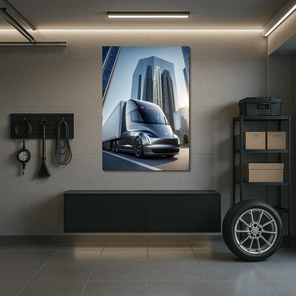 Tesla Semi Electric Truck City Skyline – Wall Art