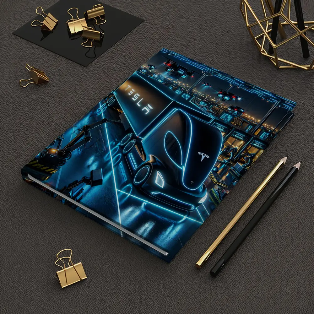 Tesla Semi Neon Factory Night Scene – Notebooks