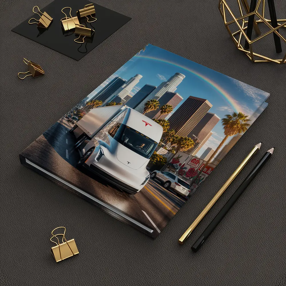 Tesla Semi Truck Los Angeles Skyline Rainbow – Notebooks